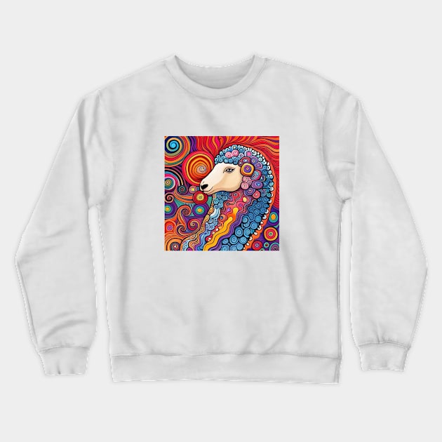 Shawn the Colorful and Psychedelic Sheep Crewneck Sweatshirt by Davey's Designs